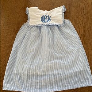 Blue and White Striped Kids Casual Dress